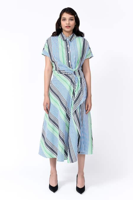 Leh Studios Striped Pattern Cotton Dress 