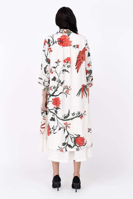 Shop Leh Studios Multi Color Silk Collared Summer Chints Print Double Layer Dress at Aza Fashions Shop_Leh Studios_Multi Color Silk Collared Summer Chints Print Double Layer Dress _at_Aza_Fashions