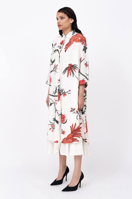 Buy Leh Studios Multi Color Silk Collared Summer Chints Print Double Layer Dress Online at Aza Fashions Buy_Leh Studios_Multi Color Silk Collared Summer Chints Print Double Layer Dress _Online_at_Aza_Fashions