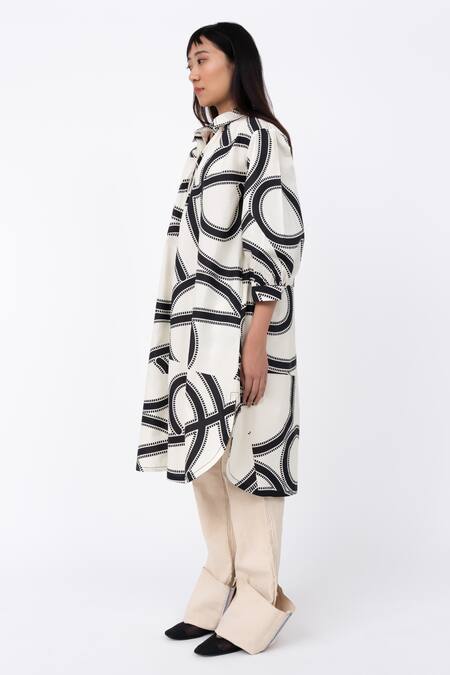 Buy Leh Studios Black Cotton Collared Swirl Print Fence Shirt Dress Online at Aza Fashions Buy_Leh Studios_Black Cotton Collared Swirl Print Fence Shirt Dress _Online_at_Aza_Fashions