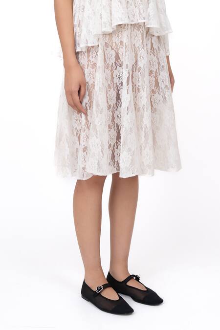 Buy_Leh Studios_White Cotton Lace Sheer Midi Skirt _Online_at_Aza_Fashions
