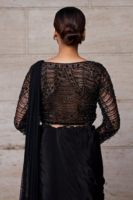 Lasha Layered Lehenga Saree With Embroidered Blouse 