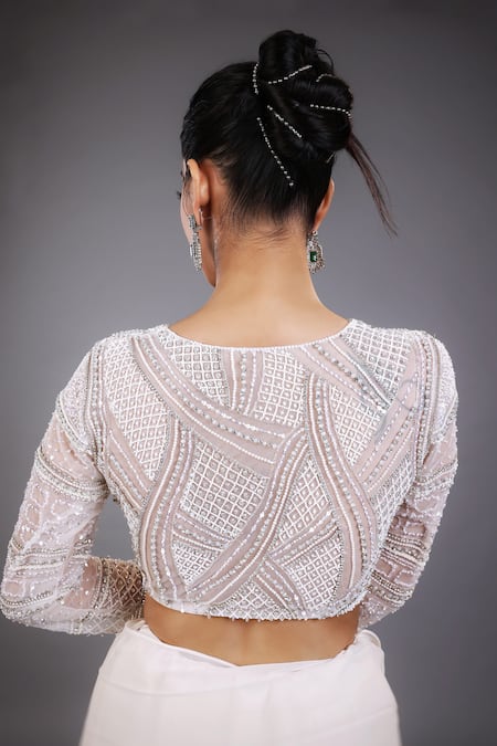 Lasha Pleated Lehenga Saree With Embroidered Blouse 