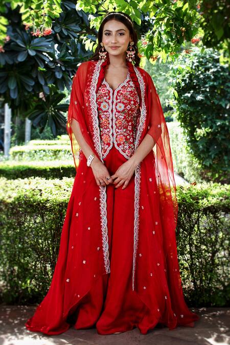 Lasha Embroidered Cape & Palazzo Set 