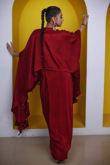 Lasha Embroidered Kaftan & Draped Skirt Set 