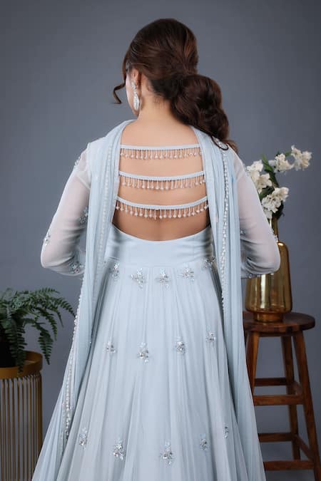 Lasha Sequin & Bead Embroidered Anarkali With Dupatta 