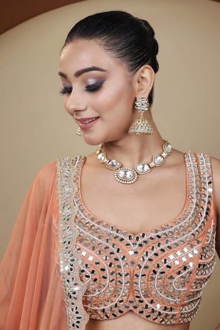 Shop Lasha Multi Color Net, Denim Mirrors, Hand Embroidered Panelled Lehenga Blouse Set Online at Aza Fashions Shop_Lasha_Multi Color Net, Denim Mirrors, Hand Embroidered Panelled Lehenga Blouse Set _Online_at_Aza_Fashions