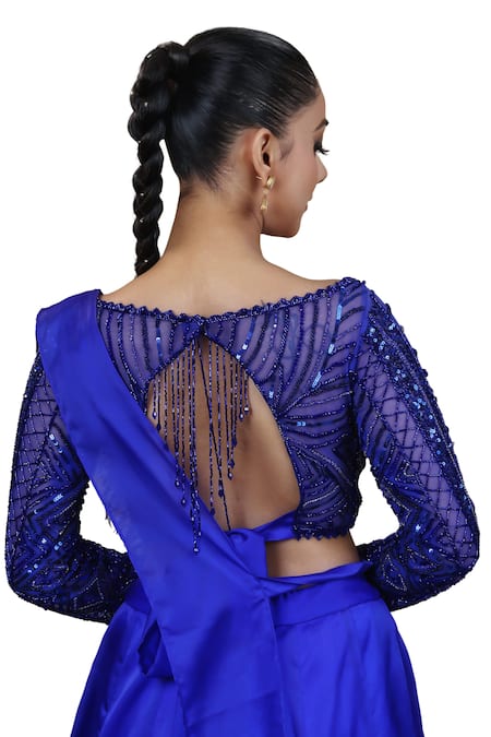 Lasha Blue Satin, Organza, Tulle Beads, Ruffle Lehenga With Embroidered Blouse Set Online at Aza Fashions Lasha_Blue Satin, Organza, Tulle Beads, Ruffle Lehenga With Embroidered Blouse Set _Online_at_Aza_Fashions