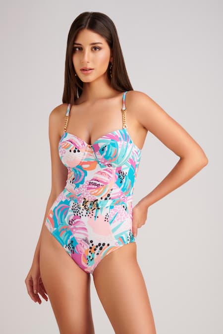 Kai Resortwear Lush Tropical Print Sleeveless Monokini 