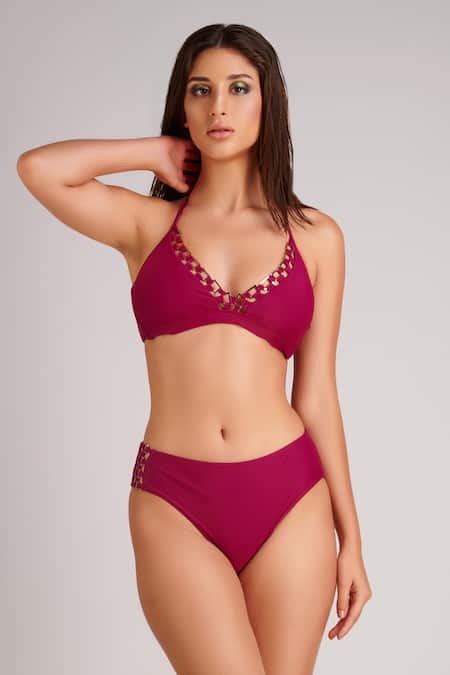 Kai Resortwear Solid Halter Neck Bikini Set 