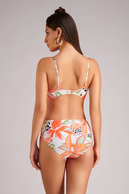 Kai Resortwear Autumn Tropical Print Round Neck Monokini 