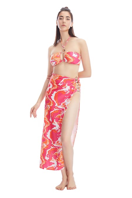 Kai Resortwear Sorbet Print Halter Neck Ringlet Bikini Sarong Set 