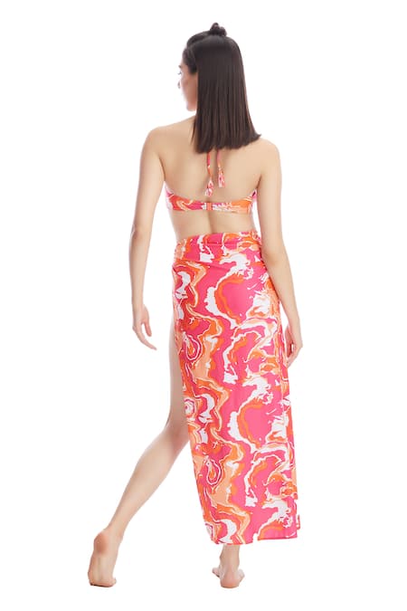 Kai Resortwear Sorbet Print Halter Neck Ringlet Bikini Sarong Set 