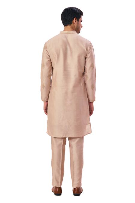 Taroob Beige Silk, Cotton Embroidery Heritage Paisley Kurta Set at Aza Fashions Taroob_Beige Silk, Cotton Embroidery Heritage Paisley Kurta Set_at_Aza_Fashions