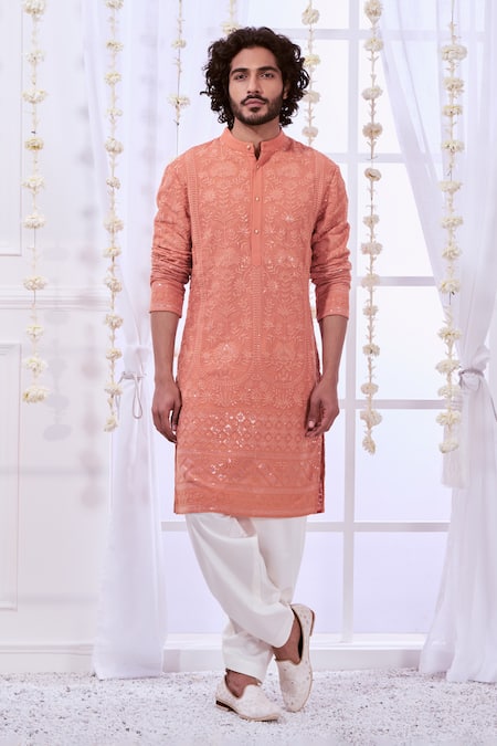 Taroob Art Sequin Chikankari Kurta Set 