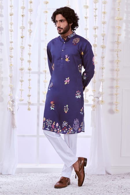 Buy_Taroob_Multi Color Silk, Cotton Embroidery Nizam Kalamkari Print Kurta Set 