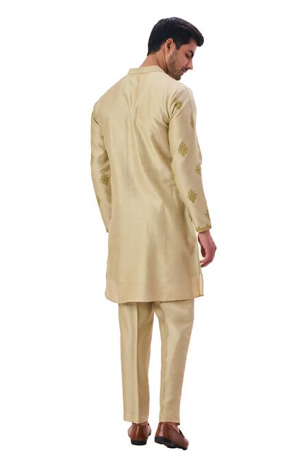 Buy Taroob Green Silk, Cotton Embroidery Heritage Paisley Kurta Set Buy_Taroob_Green Silk, Cotton Embroidery Heritage Paisley Kurta Set