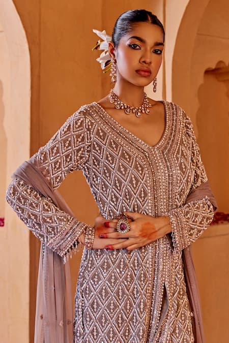 Amitabh Malhotra Luneville Embroidered Kurta Sharara Set 