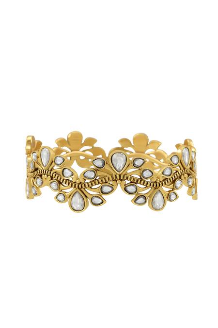 Buy_Tribe Amrapali_Gold Plated Stones Anika Studded Wave Bangle- Single Pc _Online_at_Aza_Fashions