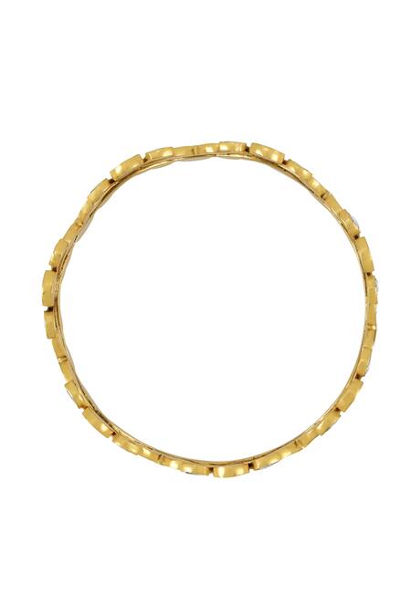 Shop_Tribe Amrapali_Gold Plated Stones Anika Studded Wave Bangle- Single Pc _Online_at_Aza_Fashions