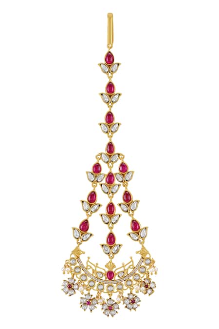 Tribe Amrapali Hetvi Stone Studded Half Moon Maangtikkas 