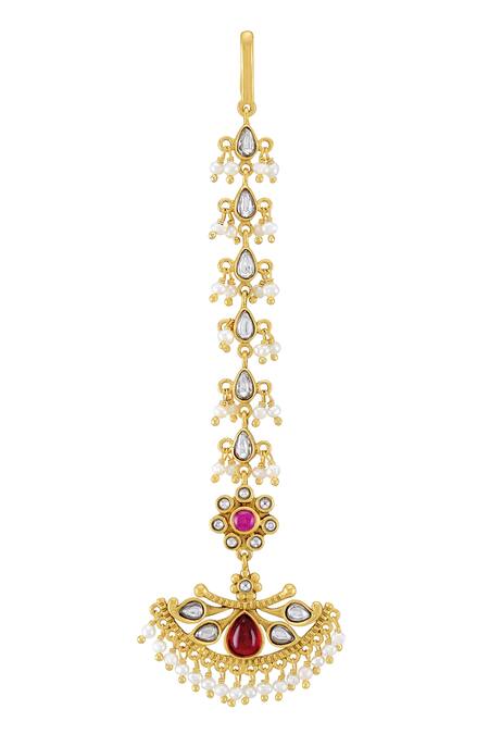 Tribe Amrapali Sarina Stone Studded Crecent Maangtikkas 