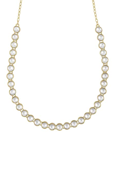 Tribe Amrapali_Gold Plated Anika Stone Studded Necklace _Online_at_Aza_Fashions