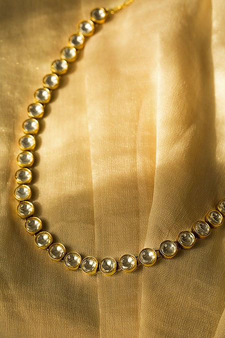Buy_Tribe Amrapali_Gold Plated Anika Stone Studded Necklace _Online_at_Aza_Fashions