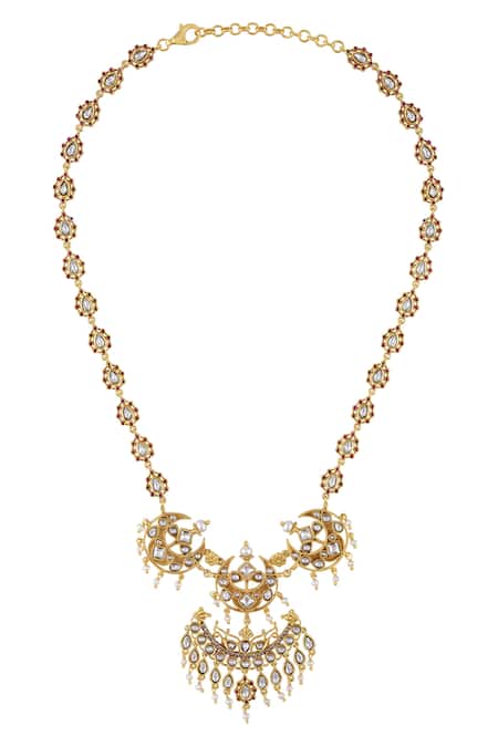 Tribe Amrapali Malaya Stone Studded Half Moon Necklace 