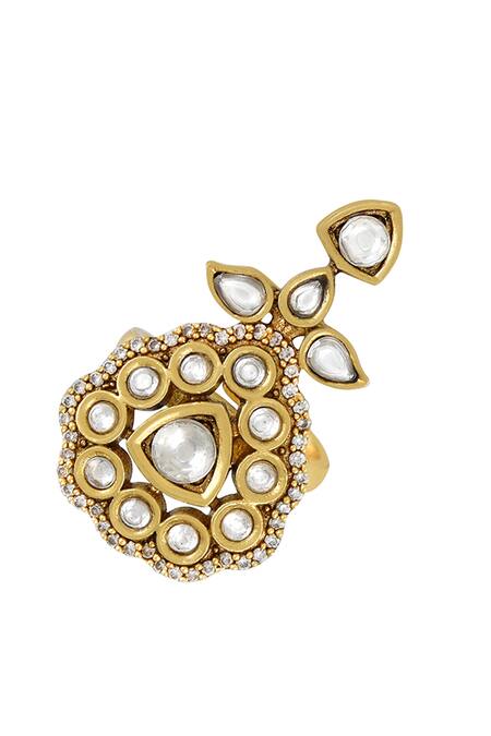 Buy_Tribe Amrapali_Gold Plated Stones Tavisha Studded Ring _Online_at_Aza_Fashions