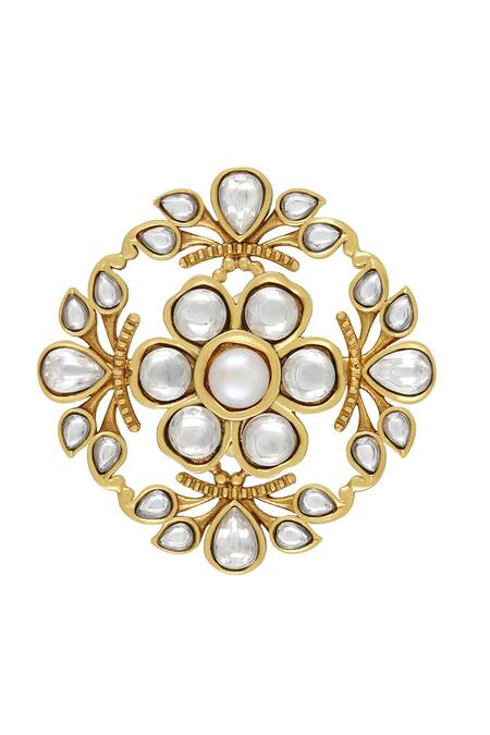 Tribe Amrapali_Gold Plated Stones Anika Studded Wreath Ring_Online_at_Aza_Fashions