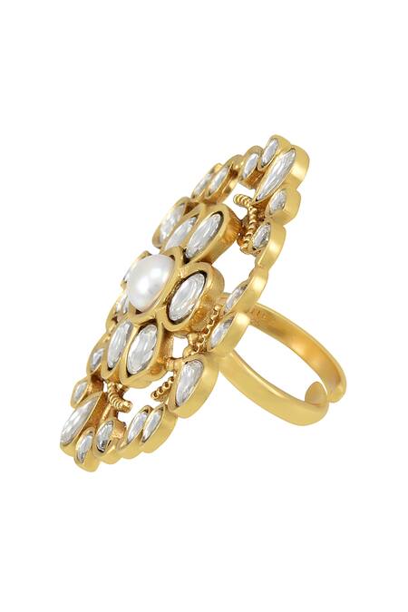 Buy_Tribe Amrapali_Gold Plated Stones Anika Studded Wreath Ring_Online_at_Aza_Fashions
