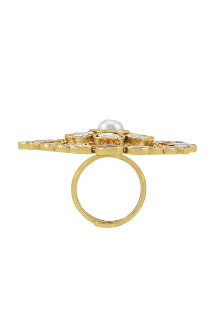 Shop_Tribe Amrapali_Gold Plated Stones Anika Studded Wreath Ring_Online_at_Aza_Fashions