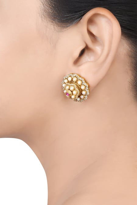 Tribe Amrapali Gul Floral Cutwork Studs 