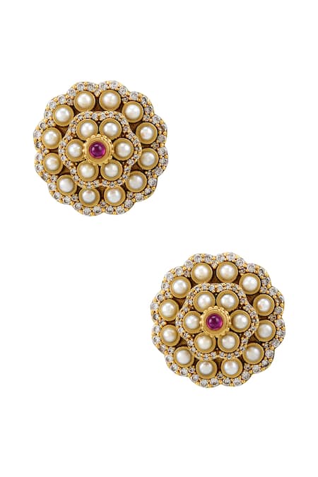 Tribe Amrapali Gul Floral Cutwork Studs 