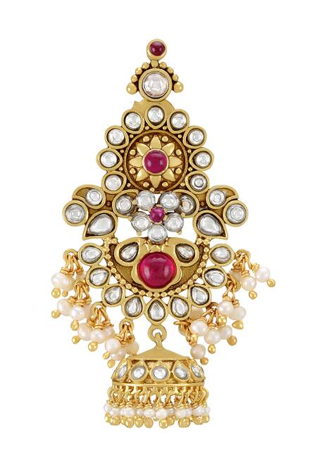 Tribe Amrapali Gold Plated Stones Juhita Chandelier Earrings Online at Aza Fashions Tribe Amrapali_Gold Plated Stones Juhita Chandelier Earrings _Online_at_Aza_Fashions