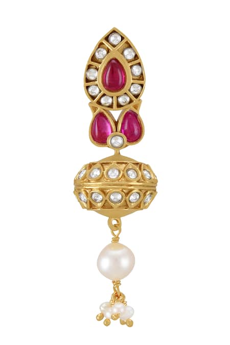 Tribe Amrapali Gold Plated Stones Tear Drop Bini Earrings Online at Aza Fashions Tribe Amrapali_Gold Plated Stones Tear Drop Bini Earrings _Online_at_Aza_Fashions