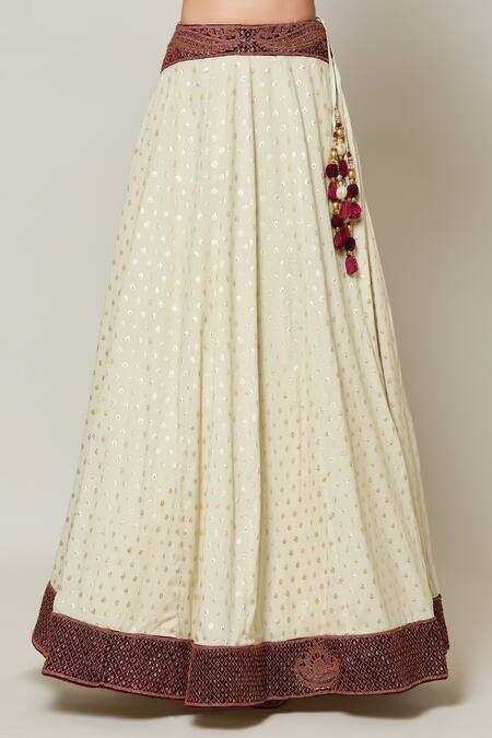 Naintara Bajaj_Maroon Net, Velvet, Brocade Embroidery, Sequins, Bloom Banarasi Lehenga Set _at_Aza_Fashions