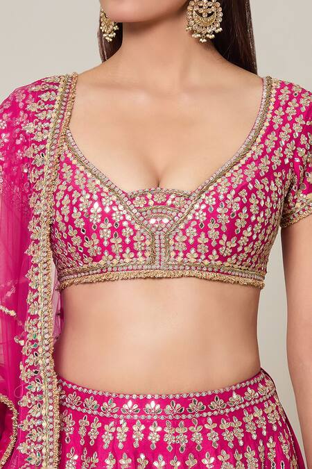 Buy Azeera Pink Silk, Net Crystals, Gota Patti, Embroidery Gullista Bridal Lehenga Set Online at Aza Fashions Buy_Azeera_Pink Silk, Net Crystals, Gota Patti, Embroidery Gullista Bridal Lehenga Set_Online_at_Aza_Fashions