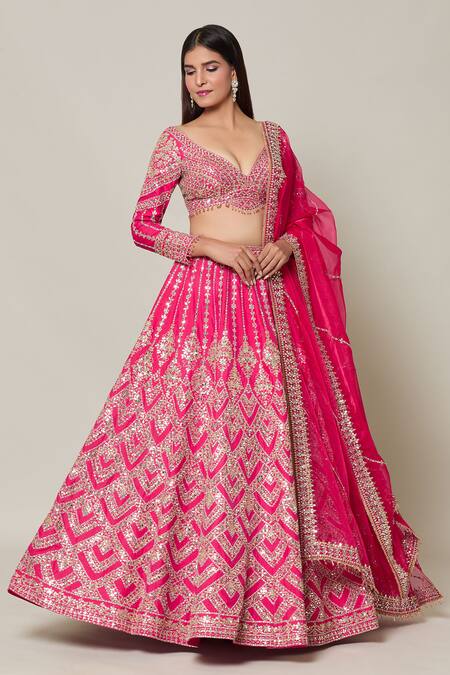 Buy Azeera Pink Silk, Organza Pearls, Stones, Gota Patti Gul Bahar Embroidered Lehenga Set Online at Aza Fashions Buy_Azeera_Pink Silk, Organza Pearls, Stones, Gota Patti Gul Bahar Embroidered Lehenga Set_Online_at_Aza_Fashions