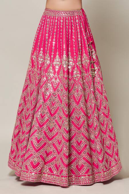 Azeera Pink Silk, Organza Pearls, Stones, Gota Patti Gul Bahar Embroidered Lehenga Set at Aza Fashions Azeera_Pink Silk, Organza Pearls, Stones, Gota Patti Gul Bahar Embroidered Lehenga Set_at_Aza_Fashions