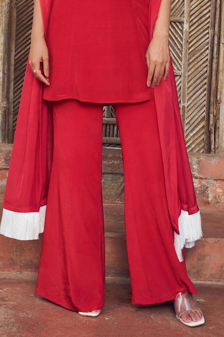 Buy Megha Pitti Red Crepe Cut Work, Beads, Sequins Round Cutdana Neckline Embroidered Kurta Set Online at Aza Fashions Buy_Megha Pitti_Red Crepe Cut Work, Beads, Sequins Round Cutdana Neckline Embroidered Kurta Set _Online_at_Aza_Fashions