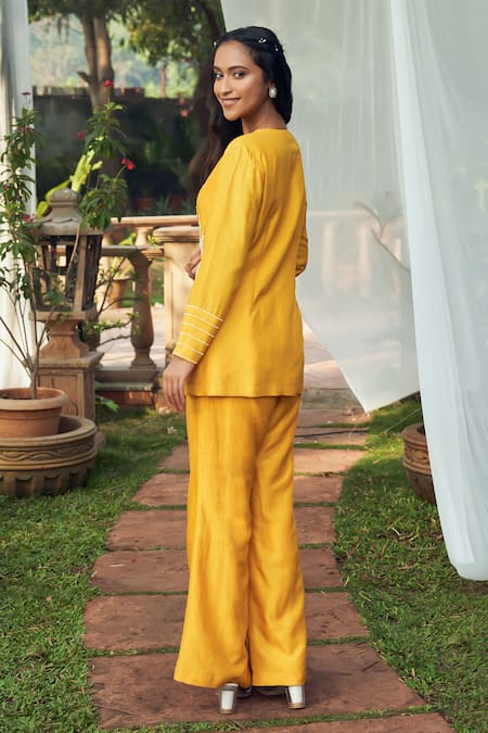 Megha Pitti Cutdana Embroidered Top & Flared Pant Set 