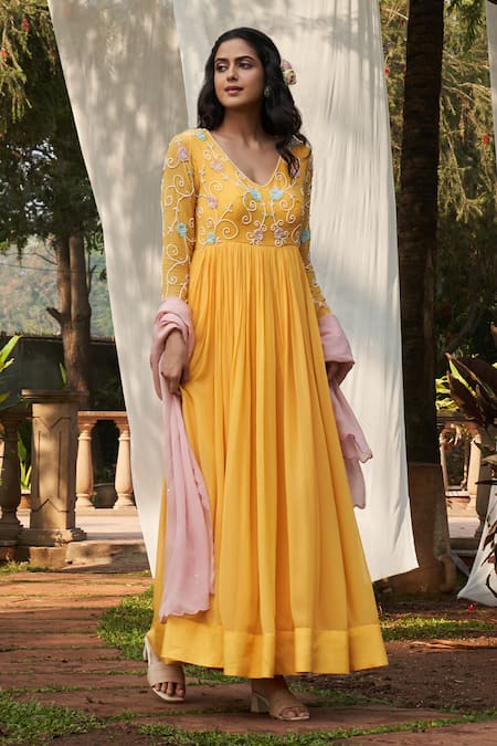 Megha Pitti Embroidered Anarkali With Dupatta 