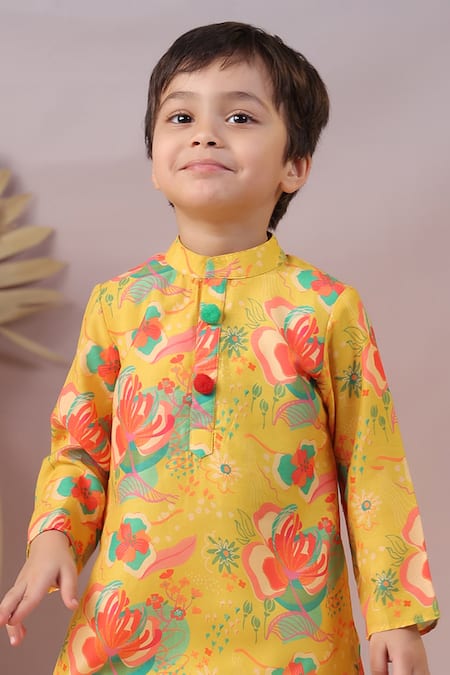 Buy Casa Ninos Multi Color Muslin, Cotton Straight Floral Print Kurta And Pyjama Set Online at Aza Fashions Buy_Casa Ninos_Multi Color Muslin, Cotton Straight Floral Print Kurta And Pyjama Set _Online_at_Aza_Fashions