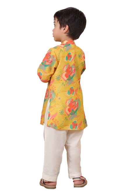Buy Casa Ninos Multi Color Muslin, Cotton Straight Floral Print Kurta And Pyjama Set Buy_Casa Ninos_Multi Color Muslin, Cotton Straight Floral Print Kurta And Pyjama Set