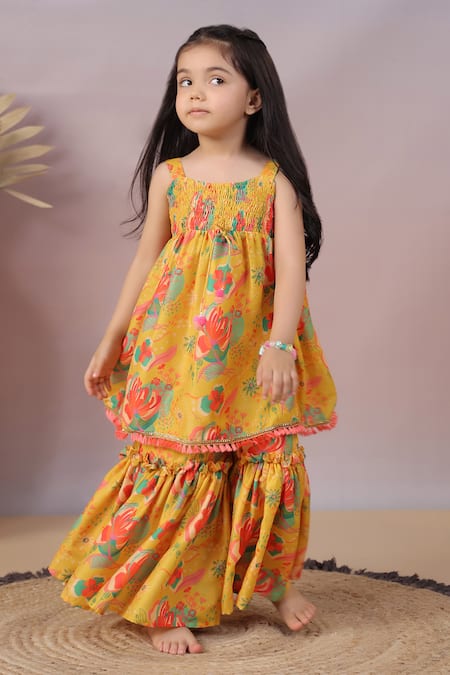 CASA NINOS Floral Print Kurta & Sharara Set 