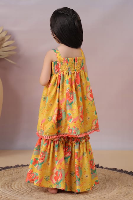 Casa Ninos Floral Print Kurta & Sharara Set 
