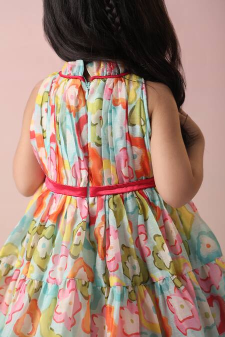Casa Ninos Floral Print Tiered Dress 