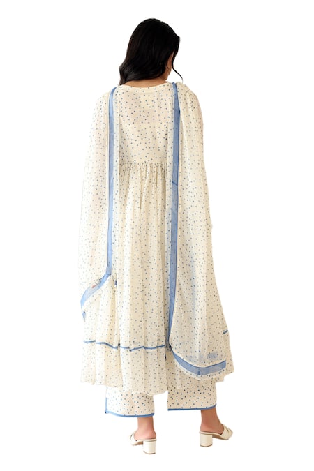 Buy Baise Gaba Off White Chiffon Sequins, Lace Boondie Polka Dot Print Anarkali Buy_Baise Gaba_Off White Chiffon Sequins, Lace Boondie Polka Dot Print Anarkali